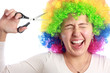 Woman with colorful hair