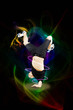 Break dancer on one arm over abstract background