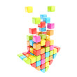 Segmented rainbow colored cube glossy colorful arrow