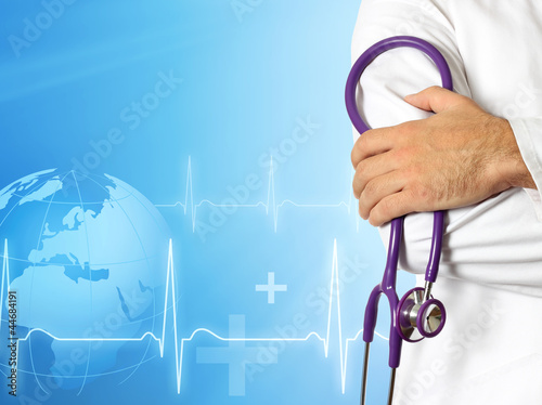 Photo: Doctor with medical background Doctor with medical background