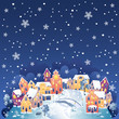 Vector: Winter town at night Winter town at night