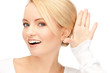 happy woman listening gossip