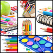 Photo: Colorful school supplies. Collage Colorful school supplies. Collage