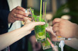 Group of people toasting at a party