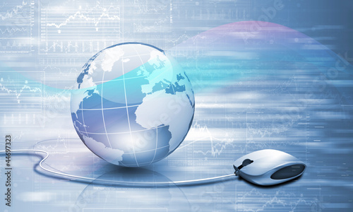 Photo: Planet earth and technology background Planet earth and technology background