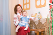family in Ukrainian national costumes