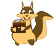 Back to school card-squirrel with school bag