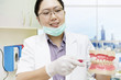 Photo: Dentist brushing dentures Dentist brushing dentures