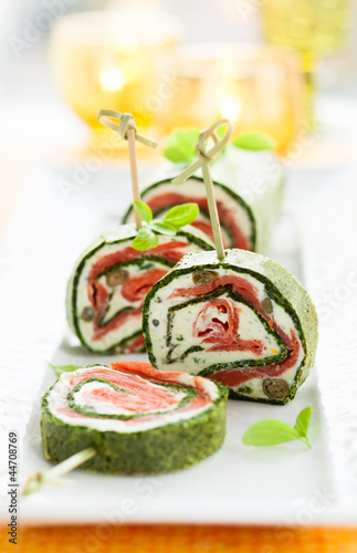 Photo: Spinach and Smoked Salmon Roll Spinach and Smoked Salmon Roll