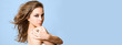 Wide long banner with gorgeous brunette.