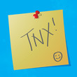 "tnx" handwritten message