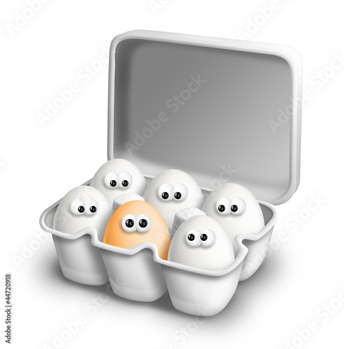 Illustration: Funny Cartoon Eggs in Egg carton Funny Cartoon Eggs in Egg carton
