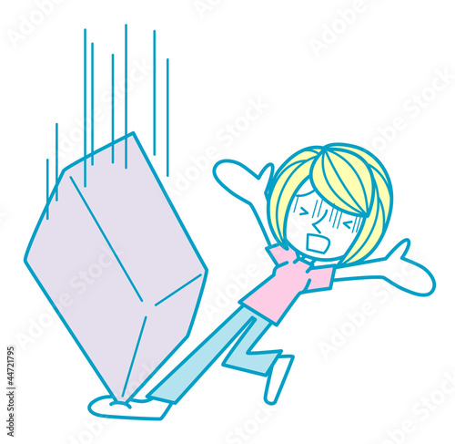 Vector: 荷物が足に落ちてしまった女性 荷物が足に落ちてしまった女性