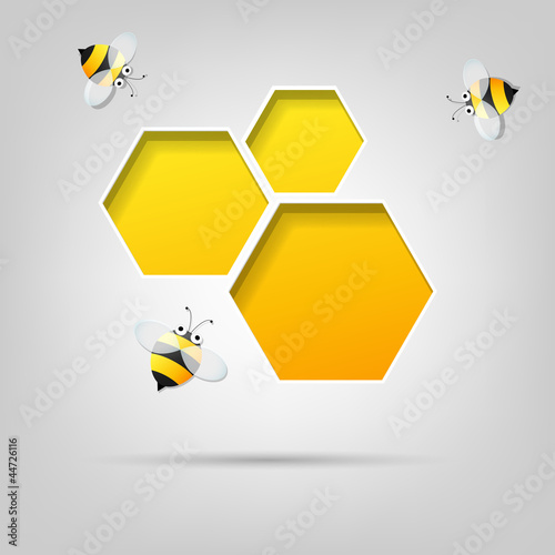 Vector: honeycomb and the bees honeycomb and the bees