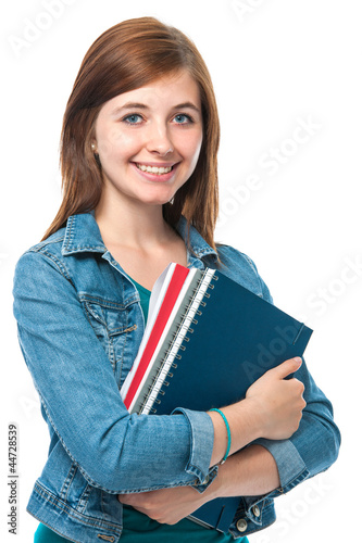Photo: Studentin mit Unterlagen Studentin mit Unterlagen