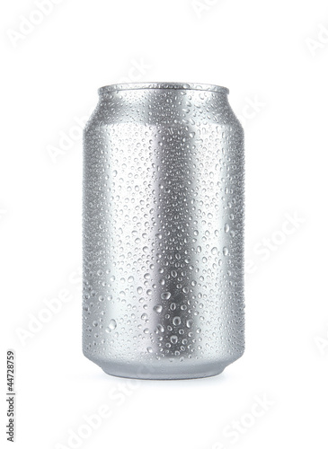 Photo: Wet aluminum soda can isolated on white background Wet aluminum soda can isolated on white background