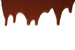 Melted chocolate dripping on white background