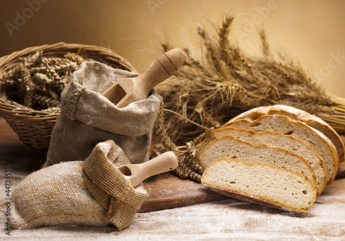 Photo: Flour and traditional bread Flour and traditional bread