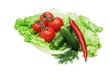 Photo: Tomato, cucumber and cayenne pepper isolated Tomato, cucumber and cayenne pepper isolated
