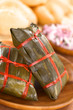 Peruvian tamales wrapped in banana leaves