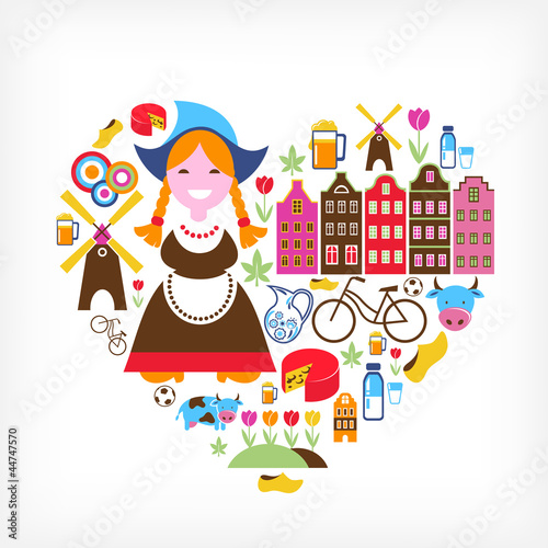 Vector: Heart with Netherlands vector icons Heart with Netherlands vector icons