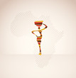 Africa woman on the background with vector map