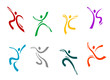 Running, jumping and dancing peoples