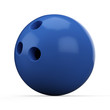 3D Blue Bowling Ball on white background
