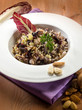 risotto with chicory and almond, vegetarian food