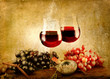 bicchieri di vino su sfondo anticato