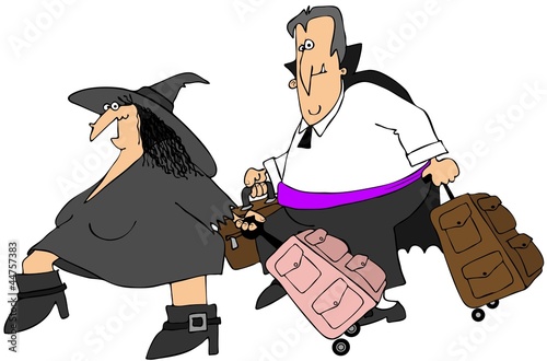 Illustration: Traveling witch and vampire Traveling witch and vampire
