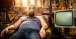 man in a gas mask