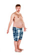 Foto: Overweight, fat man and scales. Overweight, fat man and scales.