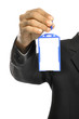 Holding Blank Name Tag