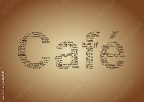Vector: Café Schlagwortwolke - Cappuccino, Latte... Café Schlagwortwolke - Cappuccino, Latte...