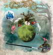 Surrealist painter canvas
