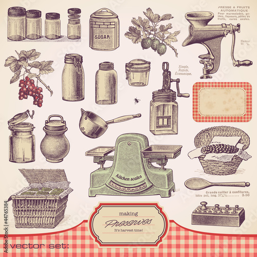 Vector: vector set: preserves and homemade food vector set: preserves and homemade food