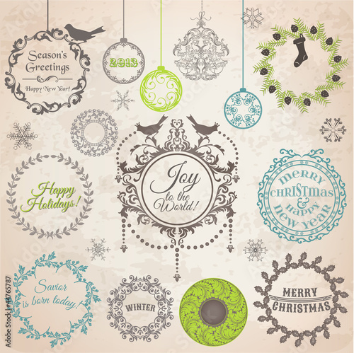 Vector: Vector Set: Christmas Calligraphic Design Elements and Page Deco Vector Set: Christmas Calligraphic Design Elements and Page Deco