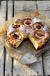 canvas print picture - Cheesecake with apples and cowberry