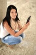 woman with ipad