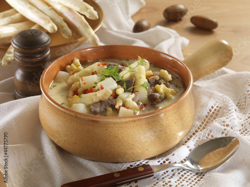Photo: venison ragout soup with asparagous venison ragout soup with asparagous