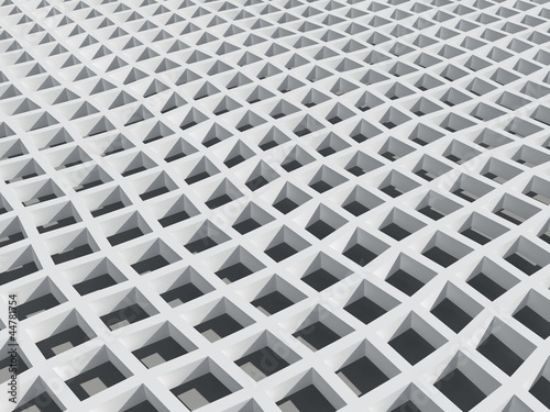 Illustration: Background with wWhite square cellular bent lattice Background with wWhite square cellular bent lattice