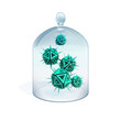 Viruses in quarantine as a green danger sharp objects