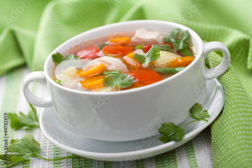 Photo: chicken soup with vegetables chicken soup with vegetables