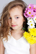 cute little girl with flowers