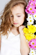 cute little girl with flowers
