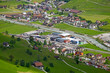Beautiful town in a valley of the Alps in Switzerland