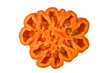 Sliced ​​tomato on white background.