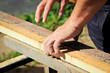 A man holding a board