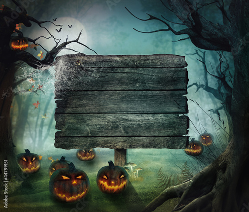 Illustration: Halloween design - Forest pumpkins Halloween design - Forest pumpkins